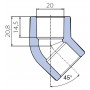 Угольник Ekoplastik 45° 20 мм