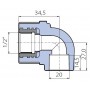 Угольник Ekoplastik 90° 20x1/2 внутренняя резьба